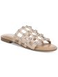 BAR III Womens Beige Caged Metallic Studded Padded Pecanna Round Toe Block Heel Slip On Slide Sandals Shoes M Fashion