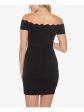 B DARLIN Womens Scalloped Short Sleeve Off Shoulder Short Party Body Con Dress on Sale