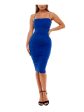 B DARLIN Womens Blue Stretch Ruched Zippered Mesh Lined Spaghetti Strap Square Neck Mini Party Body Con Dress Online Sale