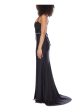 B DARLIN Womens Black Zippered Slitted Rhinestone-trim Lace-up Back Spaghetti Strap V Neck Full-Length Prom Gown Dress Cheap