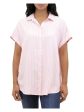 BEACHLUNCHLOUNGE COLLECTION Womens Striped Short Sleeve Collared Button Up Top Hot on Sale