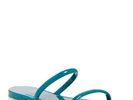 AQUA Womens Teal Strappy Square Toe Slip On Jelly Online Sale