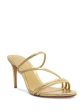 ALEXANDRE BIRMAN Womens Gold Solid Snake Metallic Strappy Padded Asymmetrical Eve 85 Almond Toe Stiletto Slip On Leather Heeled Fashion