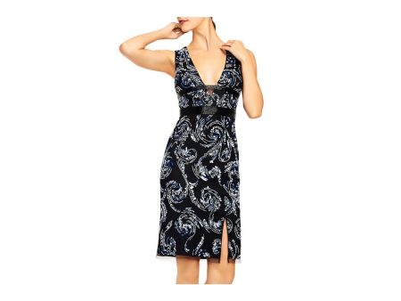 AIDAN MATTOX Womens Zippered Sleeveless V Neck Short Cocktail Sheath Dress Online Sale