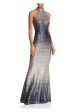 AQUA FORMAL Womens Sequined Ombre Sleeveless Halter Maxi Evening Dress For Discount