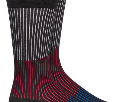 ALFANI Mens Black Multi-Stripe Dress Crew Socks Online now