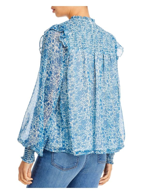 AQUA Womens Zippered Floral Long Sleeve Crew Neck Wear To Work Top Online now