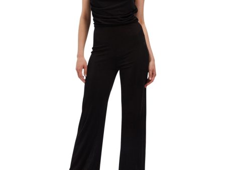 BARDOT Womens Black Zippered Open Back X-back Spaghetti Strap Cowl Neck Party Straight leg Jumpsuit Hot on Sale