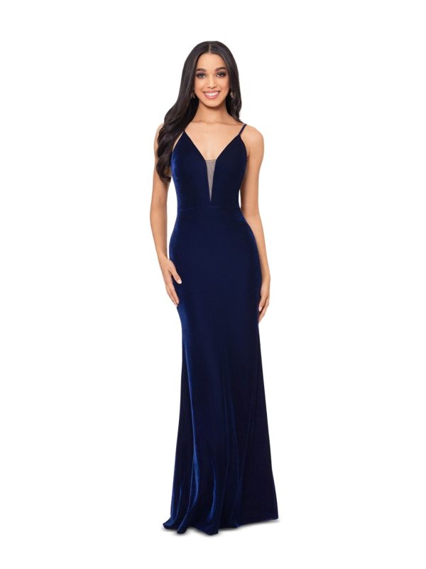 B&A  BY BETSY & ADAM Womens Lined Spaghetti Strap V Neck Full-Length Evening Gown Dress Online now