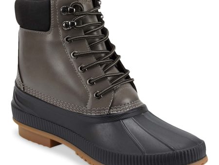 TOMMY HILFIGER Mens Gray Color Block Cushioned Collar Waterproof Padded Colins 2 Round Toe Lace-Up Duck Boots M on Sale