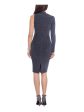 BETSY & ADAM Womens Metallic Long Sleeve Asymmetrical Neckline Knee Length Cocktail Body Con Dress Discount