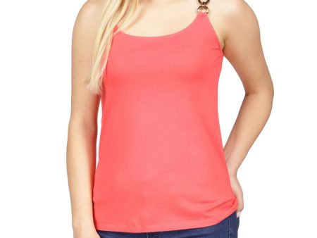 MICHAEL MICHAEL KORS Womens Coral Sleeveless Scoop Neck Tank Top For Discount