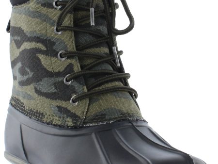 WEATHERPROOF VINTAGE Mens Black Camouflage Mixed Media Pull Tab Waterproof Adam Ll Round Toe Lace-Up Duck Boots M Online