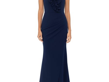 XSCAPE Womens Ruffled Sleeveless V Neck Full-Length Evening Gown Dress Online