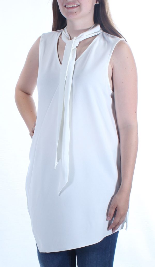 ALFANI Womens Tie Neck Sleeveless V Neck Blouse Online now