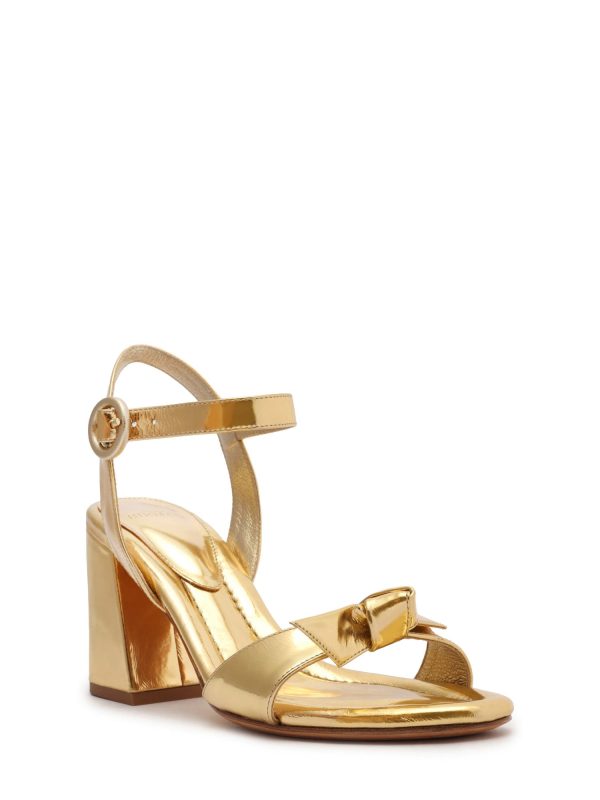 ALEXANDRE BIRMAN Womens Gold Knot Detail Metallic Ankle Strap Padded Clarita Almond Toe Flare Buckle Leather Heeled Online