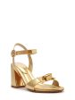 ALEXANDRE BIRMAN Womens Gold Knot Detail Metallic Ankle Strap Padded Clarita Almond Toe Flare Buckle Leather Heeled Online