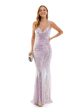 B DARLIN Womens Purple Sequined Zippered Lace-up Open Back Sleeveless V Neck Full-Length Formal Gown Dress on Sale