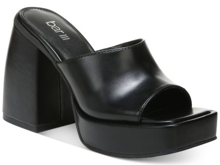 BAR III Womens Black 1-1 2  Platform Padded Goring Nessa Square Toe Sculpted Heel Slip On Leather Heeled M Online