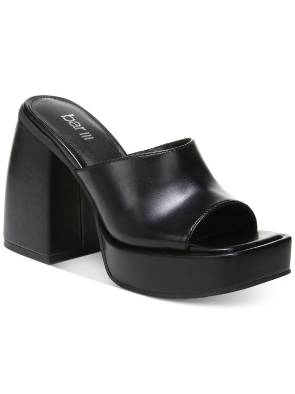 BAR III Womens Black 1-1 2  Platform Padded Goring Nessa Square Toe Sculpted Heel Slip On Leather Heeled M Online