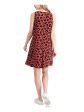 ANNE KLEIN Womens Stretch Printed Sleeveless Jewel Neck Above The Knee Fit + Flare Dress Online Hot Sale