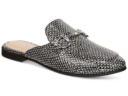 ALFANI Womens Gray Printed Bit-Buckle Hardware Padded Garlend Round Toe Slip On Mules M Online now