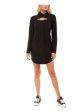 ALMOST FAMOUS Womens Black Stretch Cut Out Drawstring Hood Long Sleeve Crew Neck Above The Knee Fit + Flare Dress Online Sale