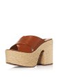 AQUA Womens Brown 2-1 2  Platform Comfort July Round Toe Block Heel Slip On Leather Espadrille Shoes M Fashion