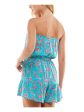 BEBOP Womens Ruffled Floral Sleeveless Strapless Wide Leg Romper For Discount