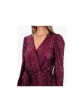 BETSY & ADAM Womens Burgundy Belted Lined Flounce Hem Pullover Blouson Sleeve Surplice Neckline Short Cocktail Fit + Flare Dress Online Hot Sale