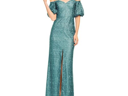 AIDAN MATTOX Womens Lace Elbow Sleeve Off Shoulder Full-Length Formal Gown Dress For Sale