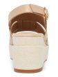 AQUA COLLEGE Womens Beige 1  Platform Wide Straps Padded Nadi Round Toe Wedge Buckle Leather Slingback Sandal M Discount