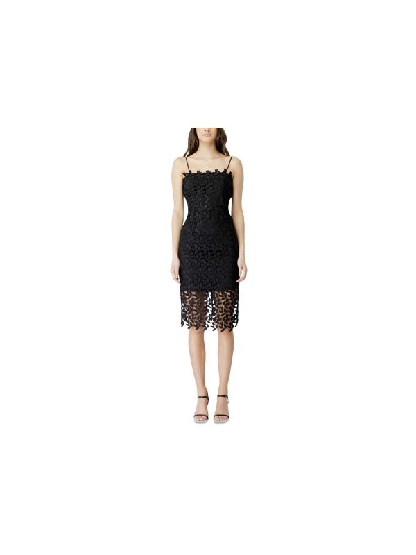 BARDOT Womens Lace Spaghetti Strap Square Neck Knee Length Party Sheath Dress Sale