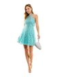 B DARLIN Womens Zippered Sleeveless Halter Mini Cocktail Fit + Flare Dress on Sale