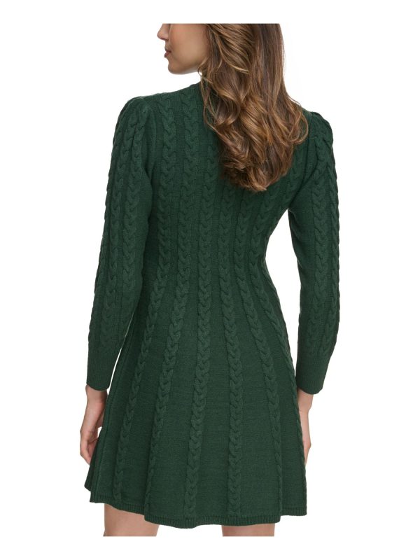 JESSICA HOWARD Womens Green Long Sleeve Mock Neck Short Party Sweater Dress Discount