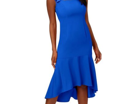 ADRIANNA PAPELL Womens Ruffled Sleeveless Square Neck Midi Cocktail Hi-Lo Dress Online Hot Sale