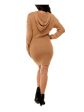 ALMOST FAMOUS Womens Beige Ribbed Hoodie Unlined Long Sleeve Short Evening Sweater Dress Online now