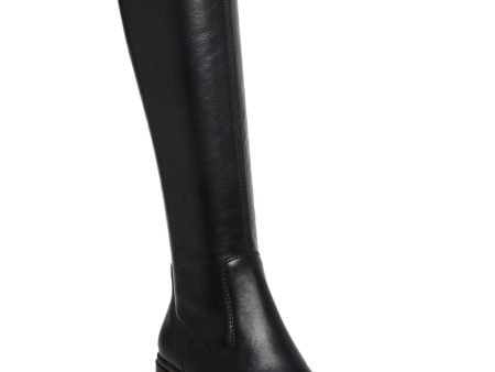 AQUA COLLEGE Womens Black 1  Platform Waterproof Stretch Ria Round Toe Block Heel Zip-Up Dress Heeled Boots M Online Hot Sale