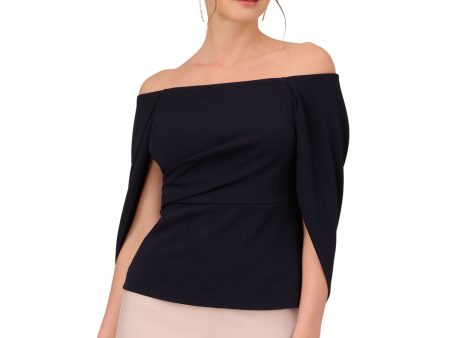 ADRIANNA PAPELL Womens Zippered Off Shoulder Evening Top Online Sale