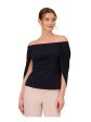 ADRIANNA PAPELL Womens Zippered Off Shoulder Evening Top Online Sale