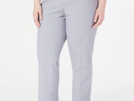 ANNE KLEIN Womens Striped Wear To Work Straight leg Pants Cheap