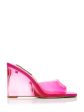 AQUA Womens Pink Translucent Icy Square Toe Wedge Slip On Sandals Shoes M Hot on Sale