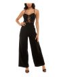 ALMOST FAMOUS Womens Black Lace Adjustable Straps Sleeveless Sweetheart Neckline Party Cami Wide Leg Jumpsuit Sale