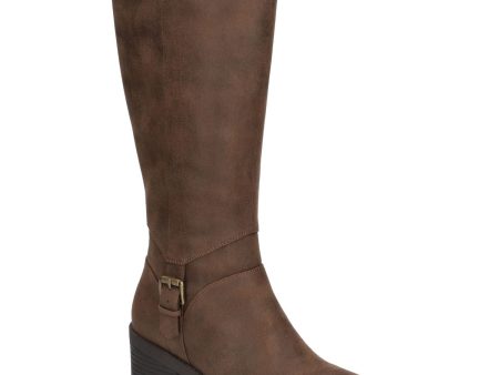 BELLA VITA Womens Brown Goring Buckled Strap Side Pull-Tab Lug Sole Padded Lorielle Round Toe Block Heel Zip-Up Boots Shoes W For Discount