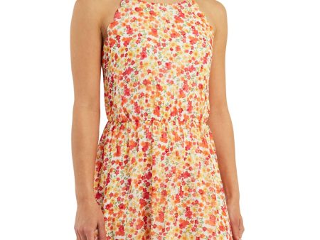 BCX Womens Scalloped Floral Sleeveless Round Neck Above The Knee A-Line Dress Discount