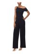 XSCAPE Womens Zippered Flutter Sleeve Asymmetrical Neckline Party Straight leg Jumpsuit on Sale