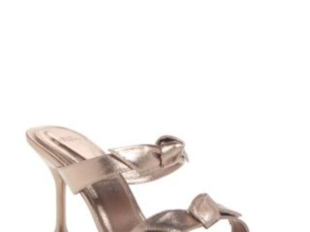 ALEXANDRE BIRMAN Womens Gold Knot Detail Cushioned Clarita Square Toe Sculpted Heel Slip On Leather Heeled on Sale