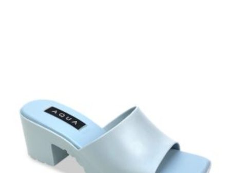 AQUA Womens Light Blue Padded Jelly Square Toe Slip On Heeled Sale