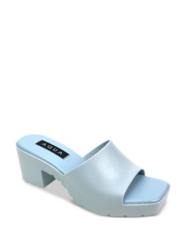 AQUA Womens Light Blue Padded Jelly Square Toe Slip On Heeled Sale