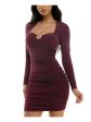 BCX DRESS Womens Ruched Long Sleeve Square Neck Short Party Body Con Dress Sale